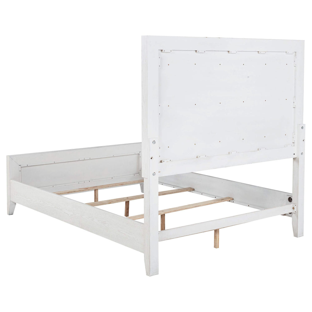 Juego de dormitorio Marielle de 5 piezas tamaño Queen en blanco desgastado