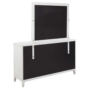Marielle 6-drawer Dresser with Mirror Distressed White