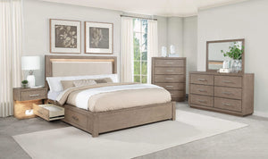 Juego de dormitorio Kenora Eastern King de 5 piezas en marrón cebada