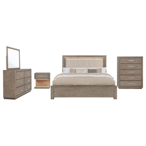 Juego de dormitorio Kenora Eastern King de 5 piezas en marrón cebada