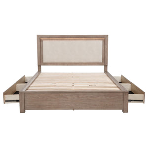Kenora 56-inch Eastern King LED Storage Bed Barley Brown