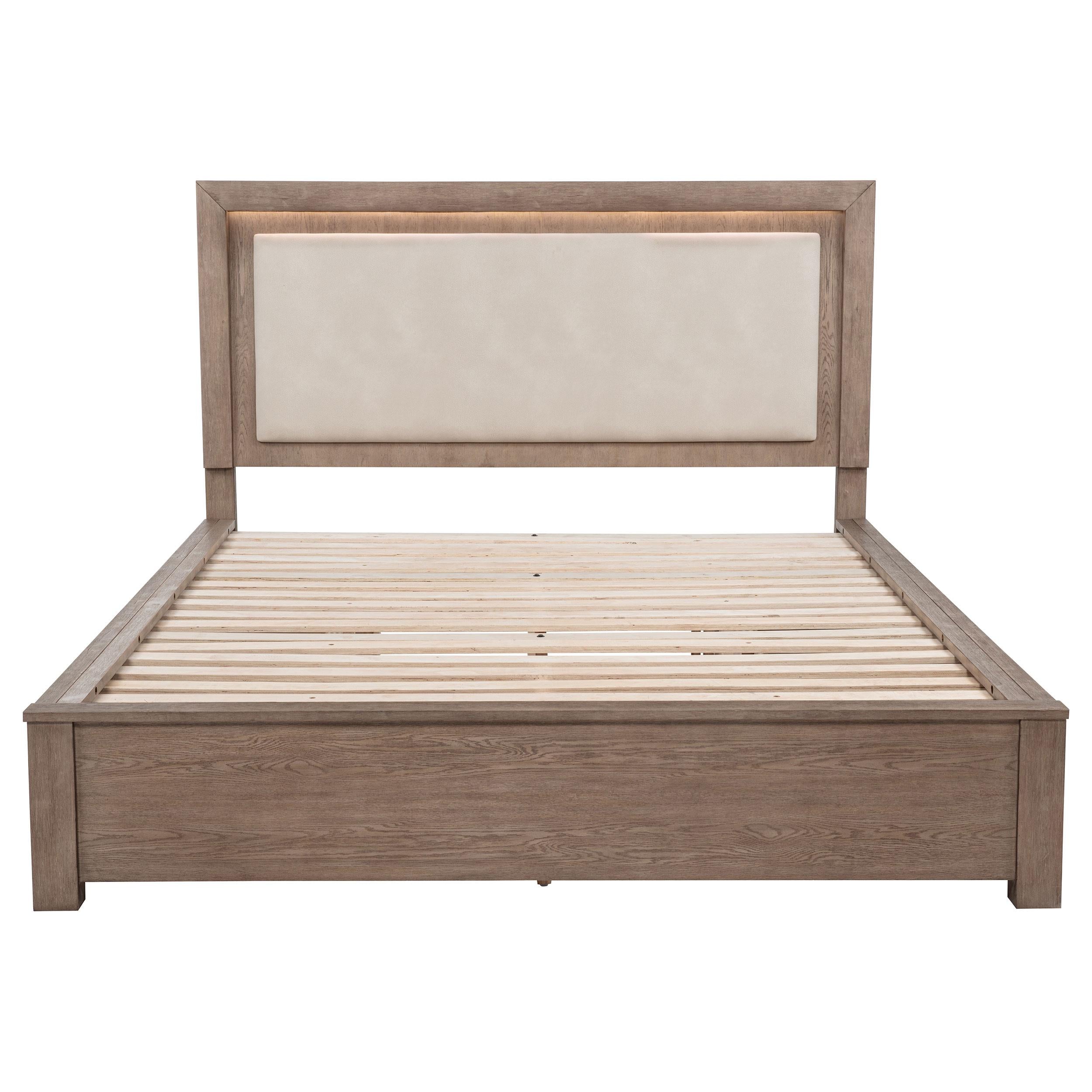 Kenora 56-inch California King LED Storage Bed Barley Brown