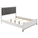 Cama Queen Sonora con paneles tapizados, color blanco