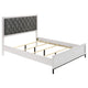 Cama Queen Sonora con paneles tapizados, color blanco
