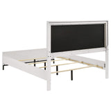 Cama Queen Sonora con paneles tapizados, color blanco