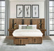 Cama con almacenamiento Terrace Eastern King con panel de pared, color marrón ceniza