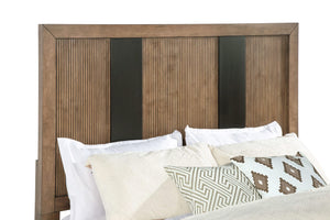 Cama California King con dos cajones y espacio de almacenamiento en color marrón ceniza