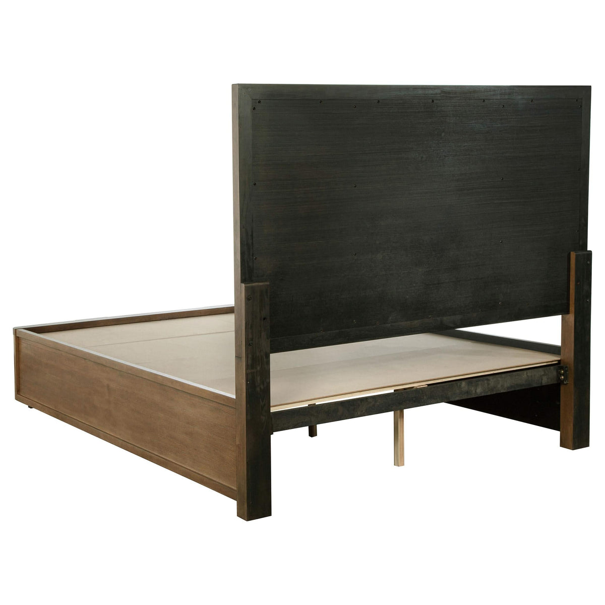 Cama Queen con dos cajones y espacio de almacenamiento en color marrón ceniza