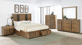 Cama Queen con dos cajones y espacio de almacenamiento en color marrón ceniza