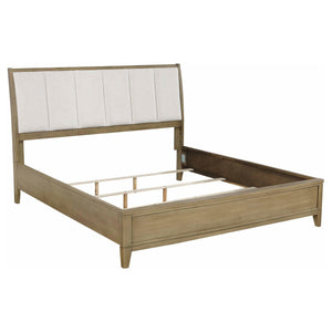 Cama tapizada Granada con paneles orientales King en pino natural