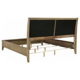 Cama tapizada Granada con paneles orientales King en pino natural