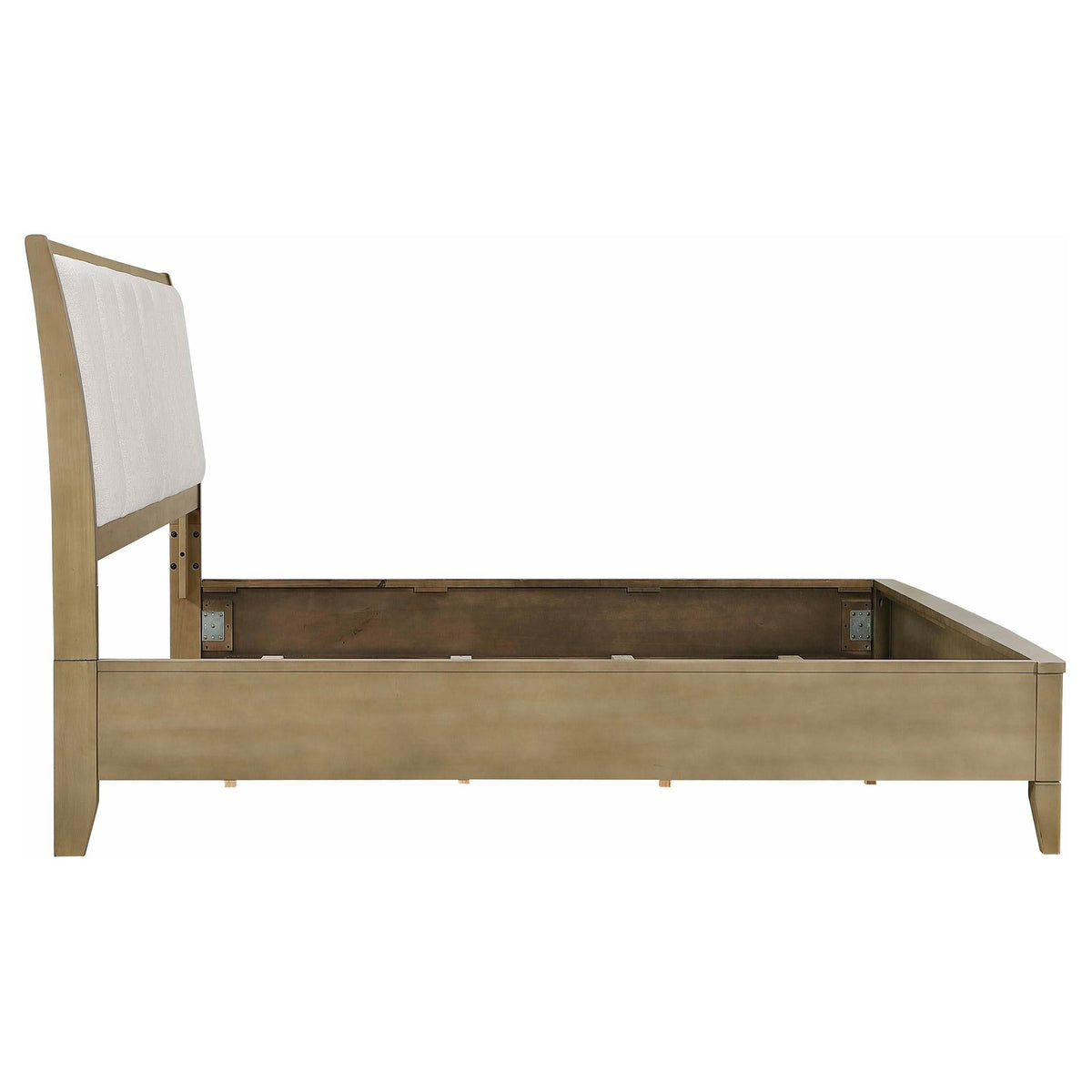 Cama tapizada Granada con paneles orientales King en pino natural