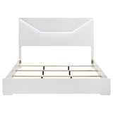 Ives Eastern King Panel Bed LED Headboard White High Gloss