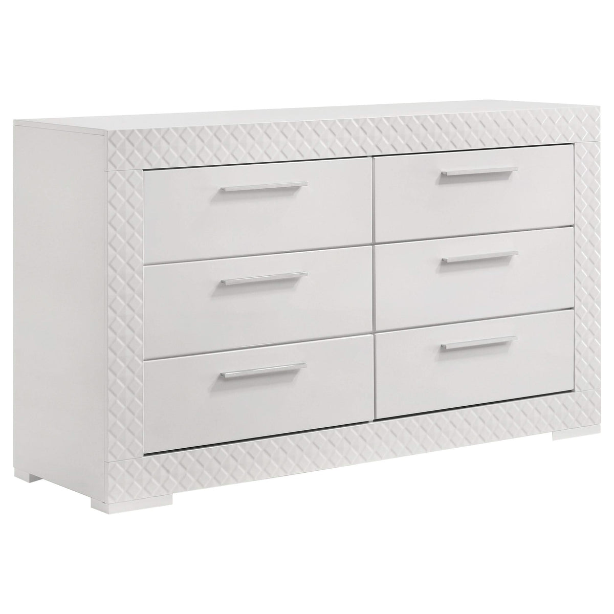 Juego de dormitorio Ives de 5 piezas tamaño Queen, blanco de alto brillo