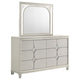 Cómoda Olivia de 6 cajones y espejo LED blanco perla