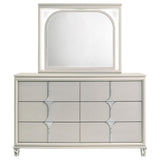 Cómoda Olivia de 6 cajones y espejo LED blanco perla
