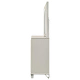 Cómoda Olivia de 6 cajones y espejo LED blanco perla