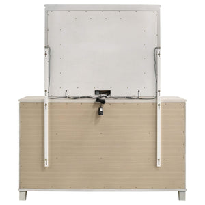 Cómoda Olivia de 6 cajones y espejo LED blanco perla