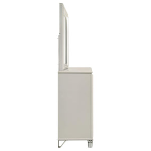 Cómoda Olivia de 6 cajones y espejo LED blanco perla