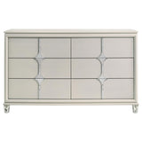 Cómoda Olivia de 6 cajones en blanco perla