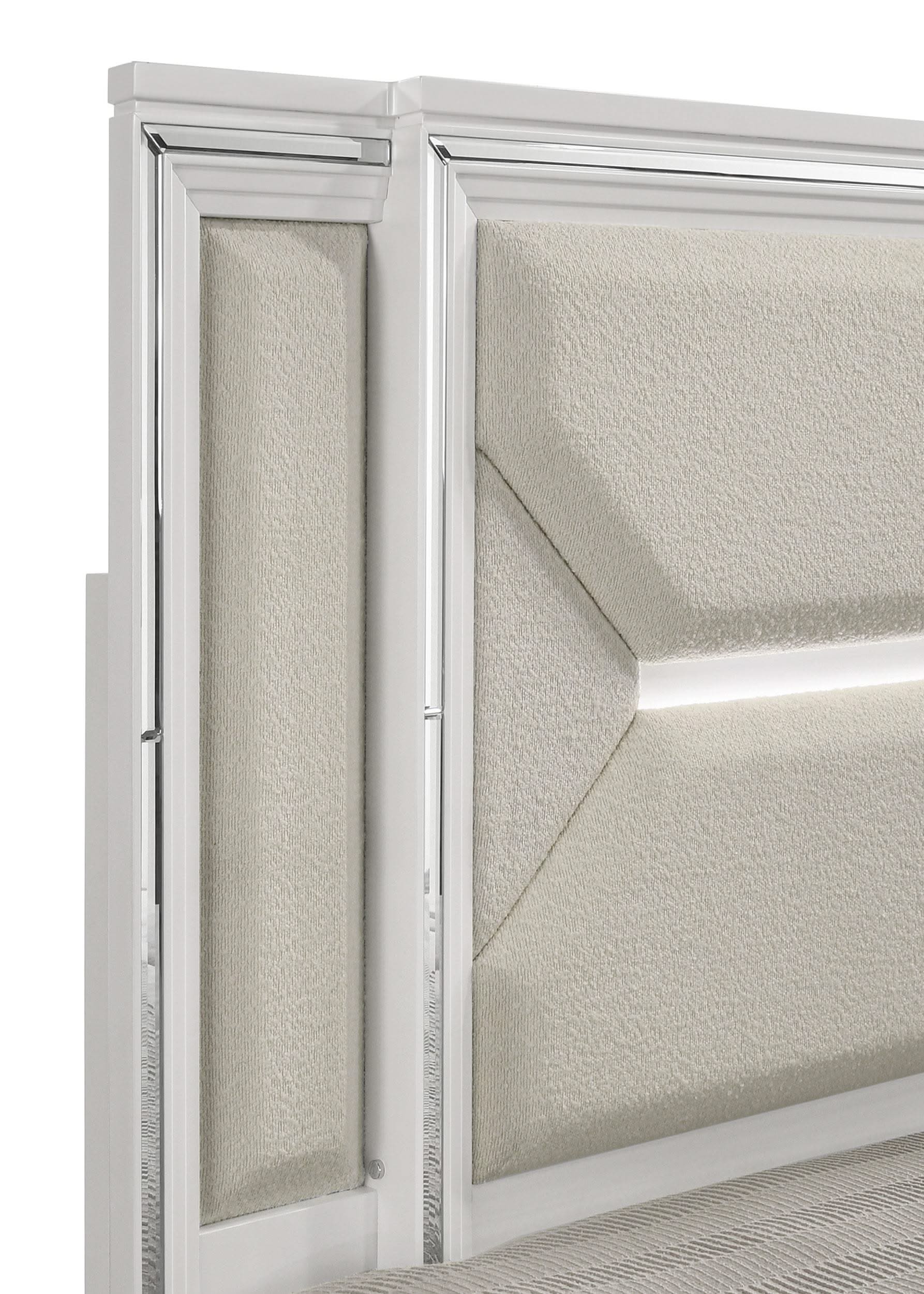 Juego de dormitorio Marmore de 4 piezas Eastern King, blanco