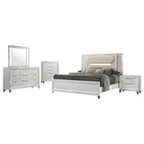 Juego de dormitorio Marmore de 5 piezas Eastern King, blanco