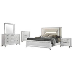 Juego de dormitorio Marmore de 5 piezas Eastern King, blanco