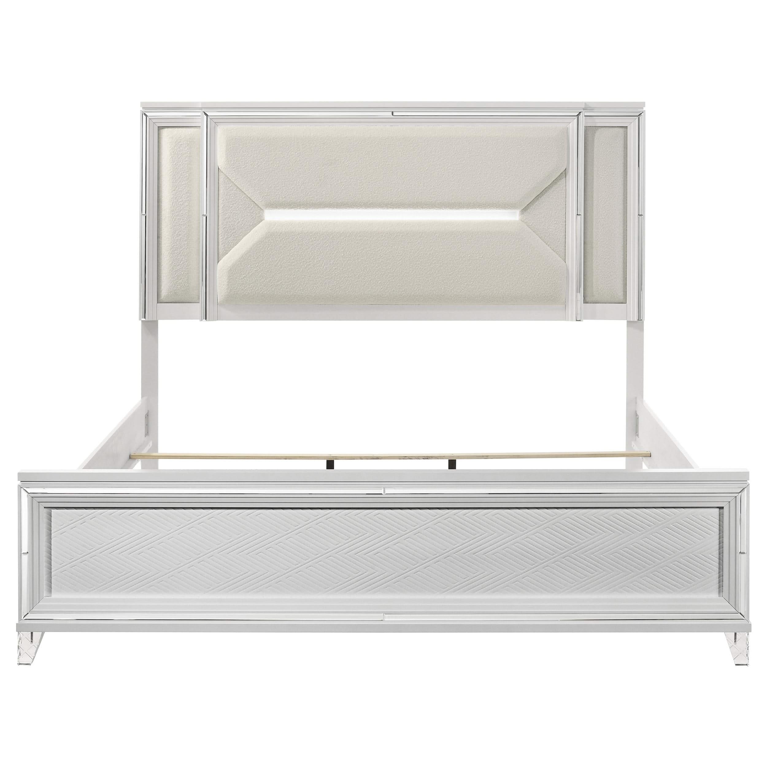 Marmore 64-inch Eastern King Panel Bed LED Headboard White