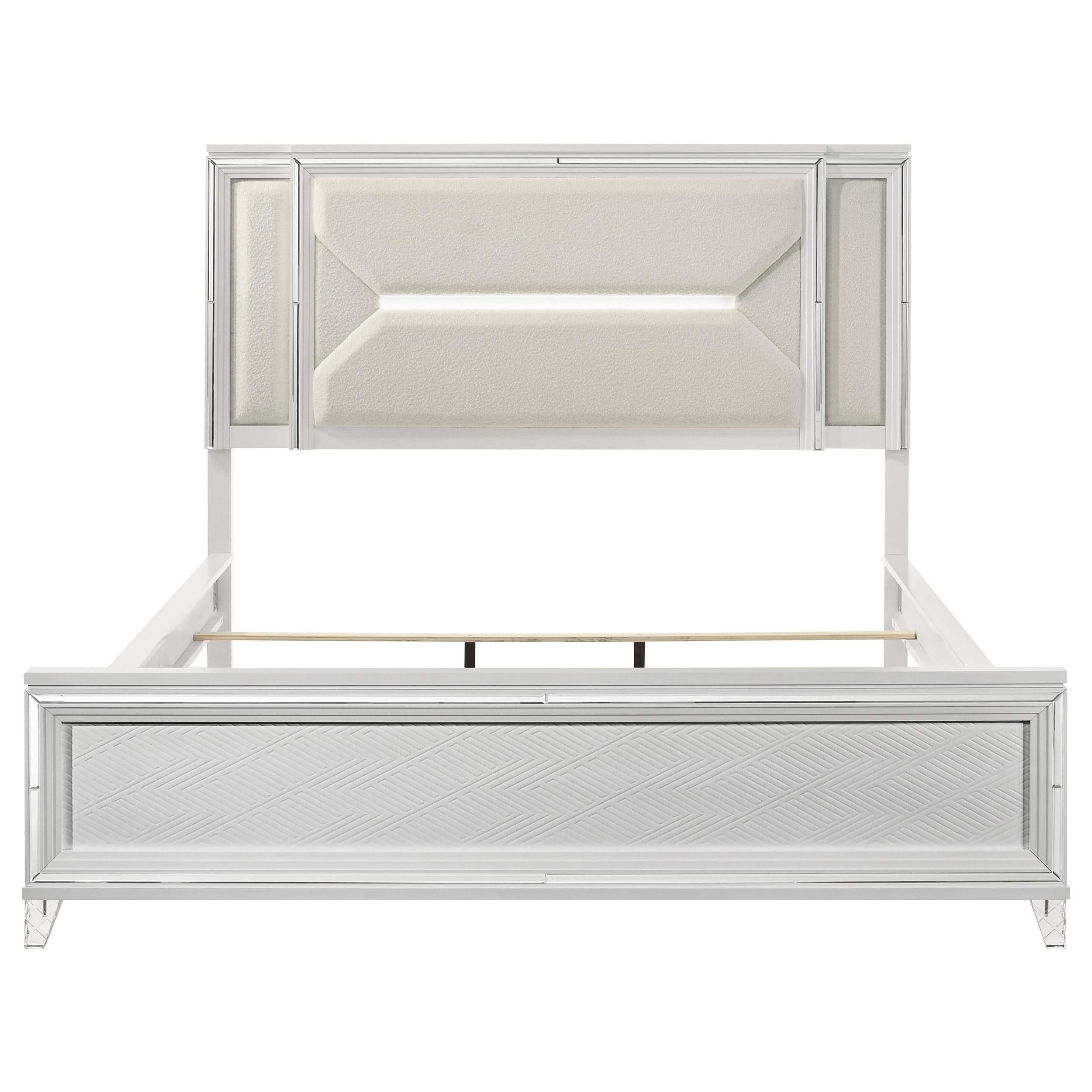 Cabecera LED para cama California King de 64 pulgadas de Marmore, color blanco
