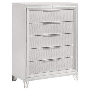 Juego de dormitorio Queen de 5 piezas Marmore blanco