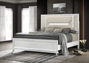 Cabecera de cama con paneles LED Marmore de 64 pulgadas, color blanco