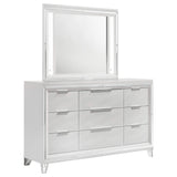 Cómoda Marmore de 9 cajones y espejo LED blanco