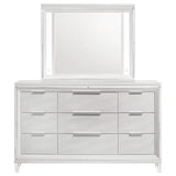 Cómoda Marmore de 9 cajones y espejo LED blanco