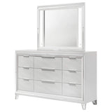 Cómoda Marmore de 9 cajones y espejo LED blanco