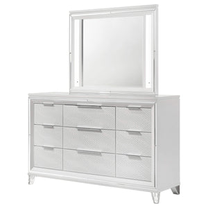 Cómoda Marmore de 9 cajones y espejo LED blanco