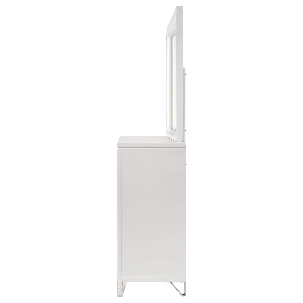 Cómoda Marmore de 9 cajones y espejo LED blanco