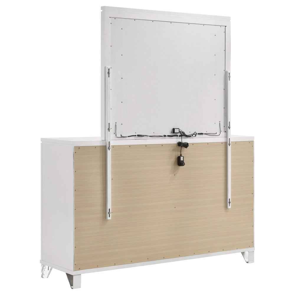 Cómoda Marmore de 9 cajones y espejo LED blanco