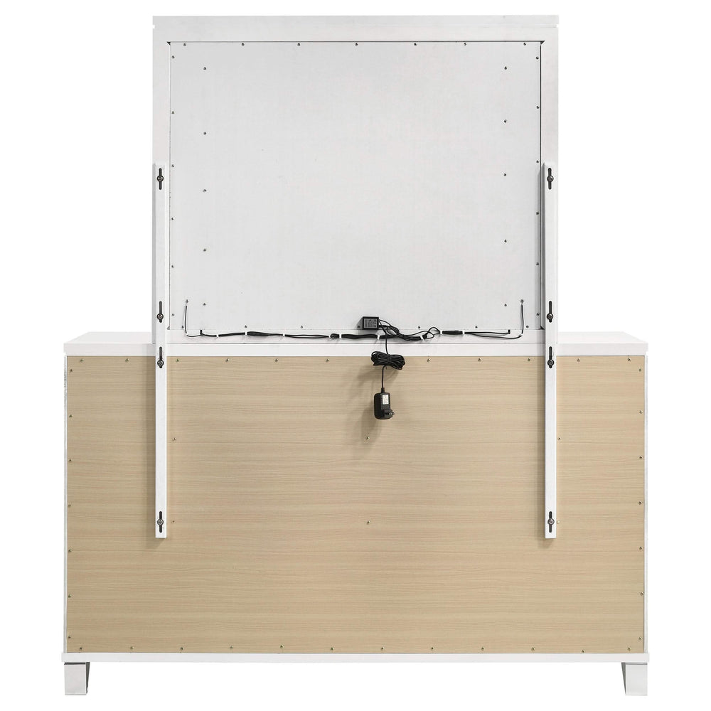 Cómoda Marmore de 9 cajones y espejo LED blanco