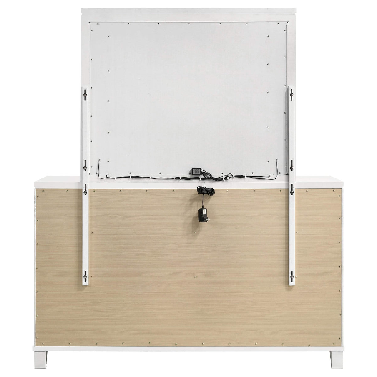 Cómoda Marmore de 9 cajones y espejo LED blanco