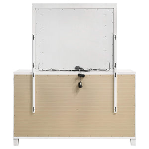 Cómoda Marmore de 9 cajones y espejo LED blanco