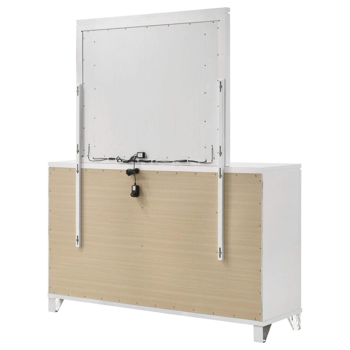 Cómoda Marmore de 9 cajones y espejo LED blanco