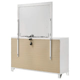 Cómoda Marmore de 9 cajones y espejo LED blanco