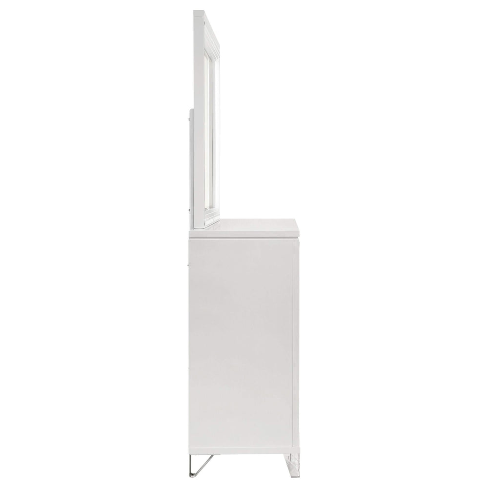Cómoda Marmore de 9 cajones y espejo LED blanco
