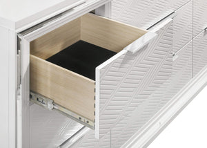 Cómoda Marmore de 9 cajones y espejo LED blanco