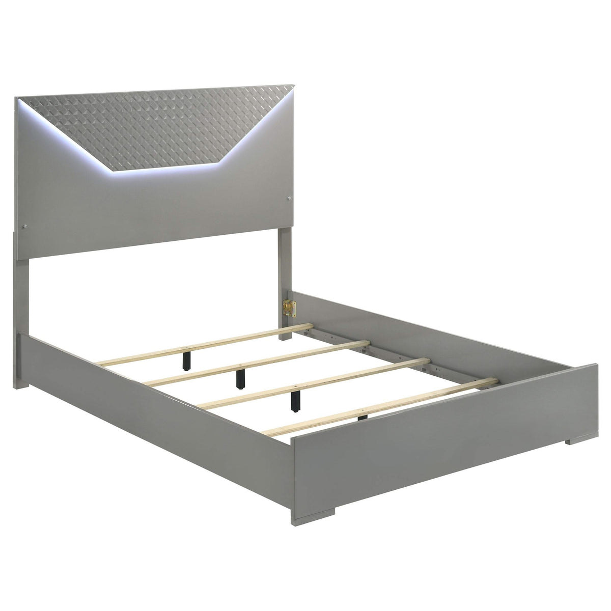 Juego de dormitorio Ives de 5 piezas tamaño Queen, gris de alto brillo