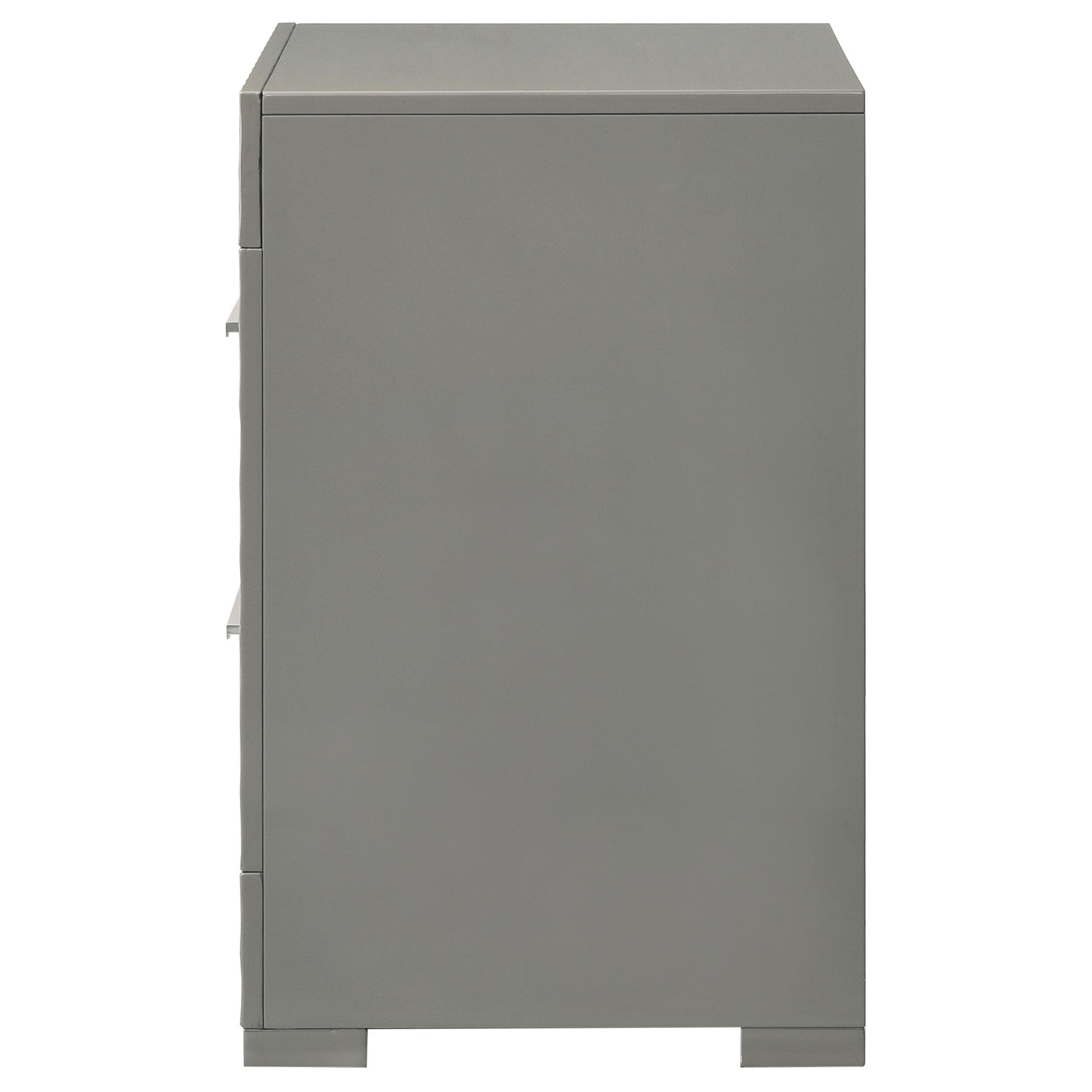 Ives 2-drawer Nightstand Bedside Table Grey High Gloss