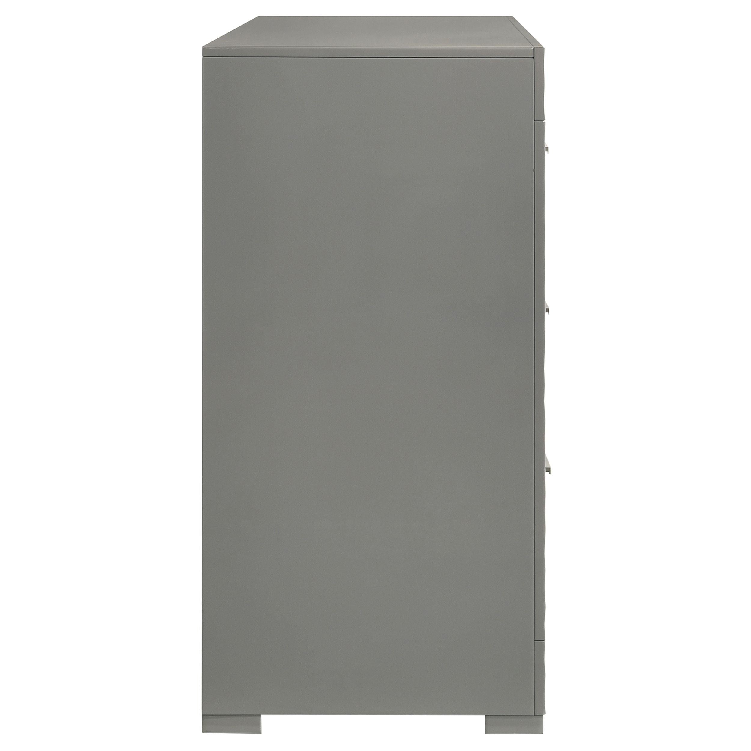 Ives 6-drawer Dresser Cabinet Grey High Gloss