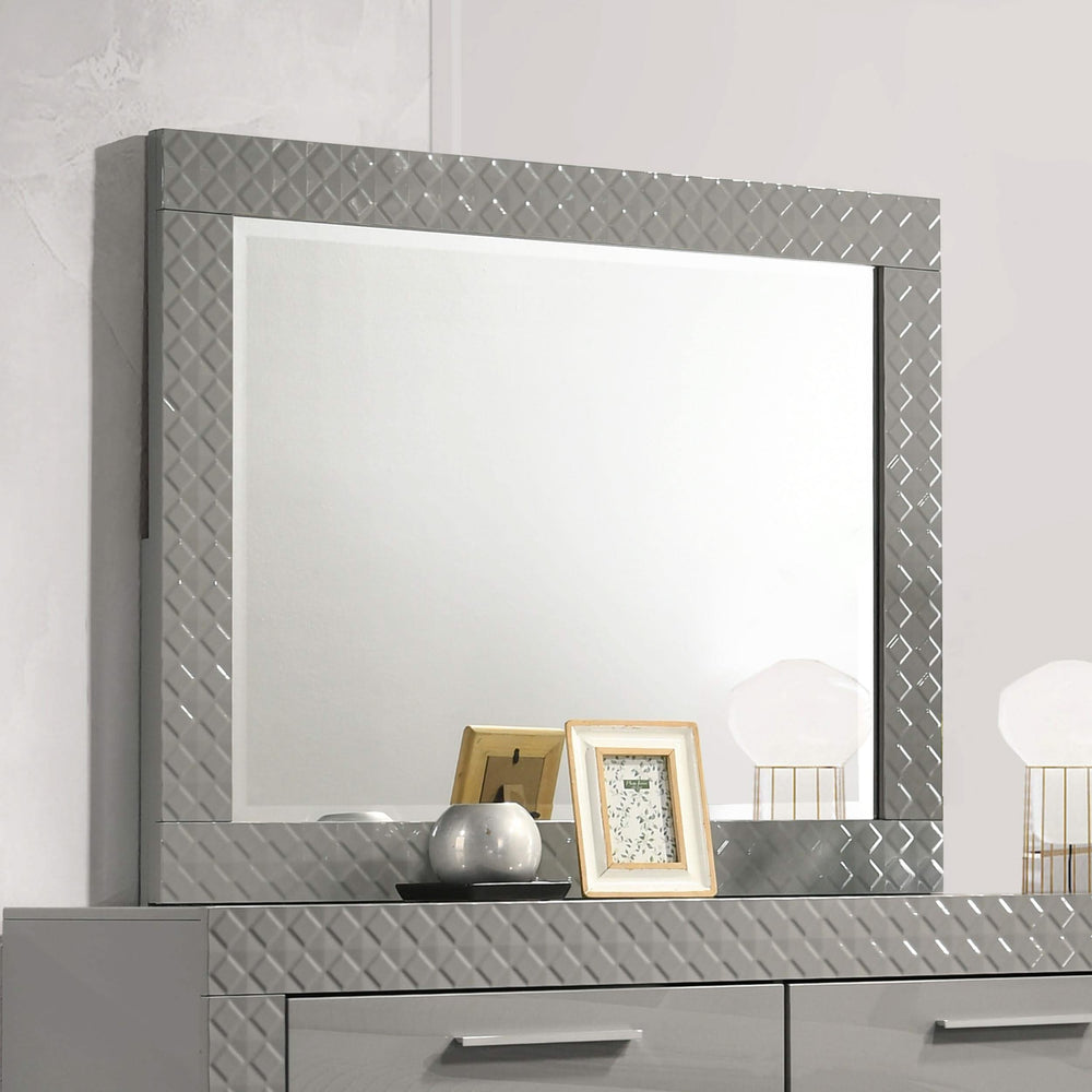 Espejo tocador Ives gris de alto brillo