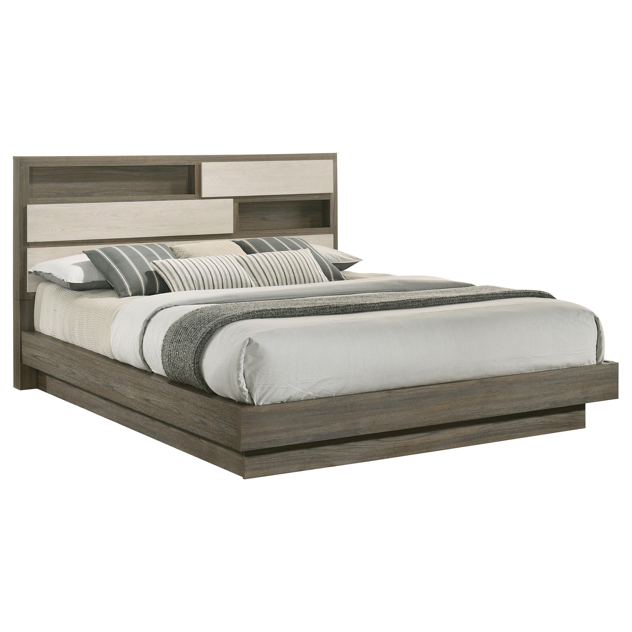Fenwick California King Bed Bookcase Headboard Grey Oak