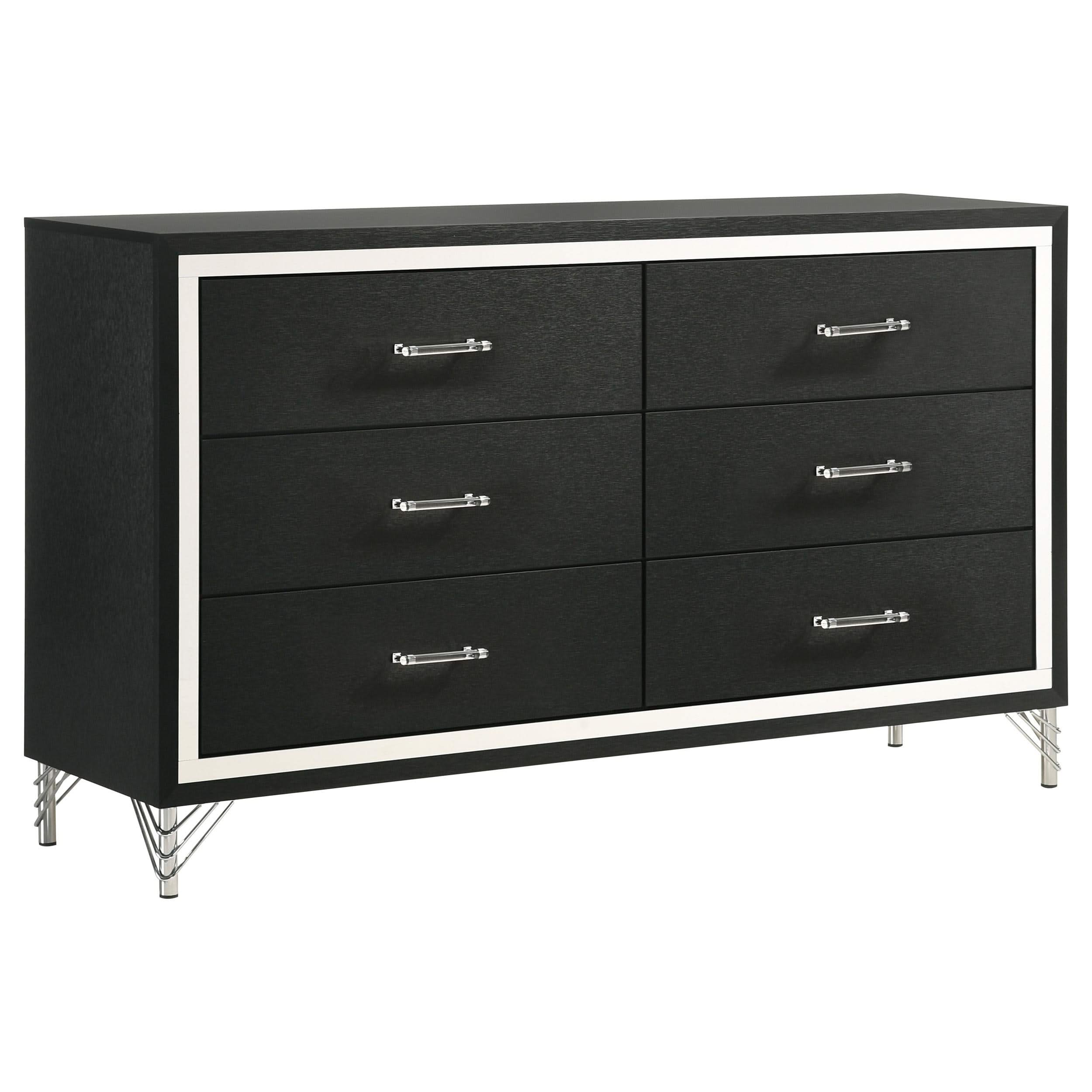 Juego de dormitorio Lucia Queen de 4 piezas en gris y negro